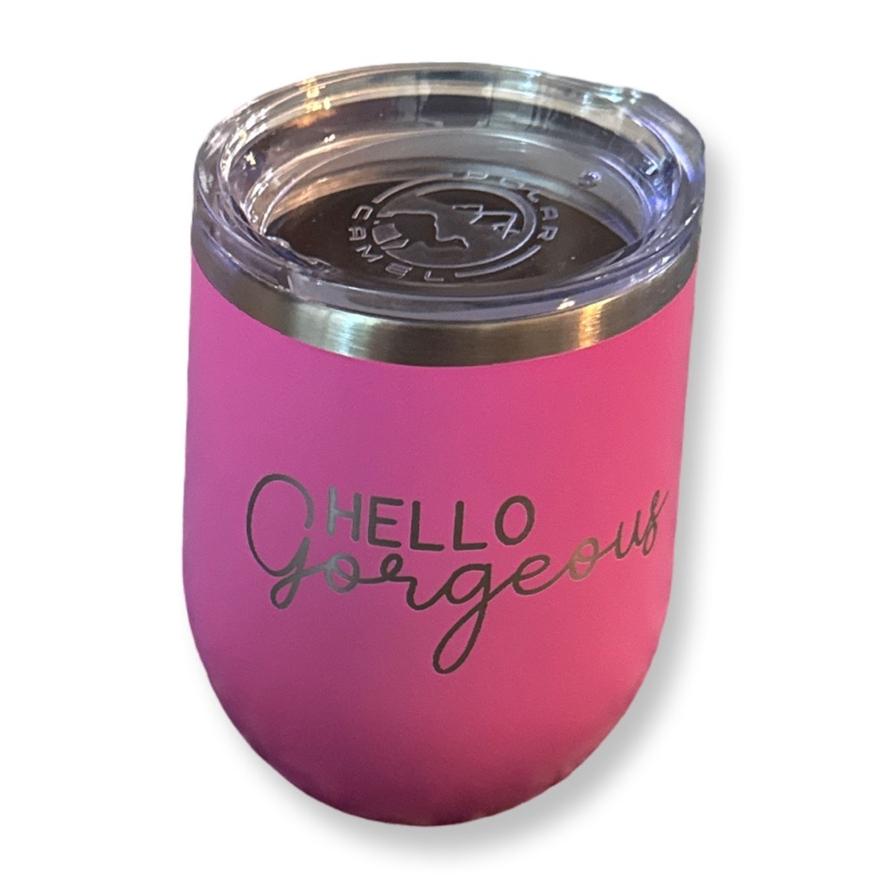 Viv and Lou Hello Gorgeous Pink Wine Insulated Tumbler